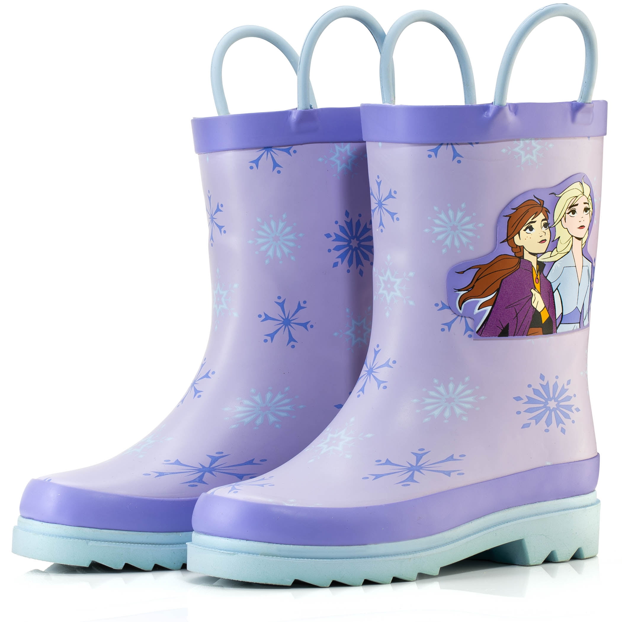 Disney Frozen 2 Girls Anna and Elsa Purple Rubber Easy-On Rain Boots&nbsp;- Size 12 Little Kid