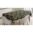 thumbnail image 1 of Hibiscus Tablecloth, Palm Leaves and Warm Climate Flowers in Cheery Colors, Rectangle Satin Table Cover Accent for Dining Room and Kitchen, 52" X 70", Multicolor, by Ambesonne, 1 of 2