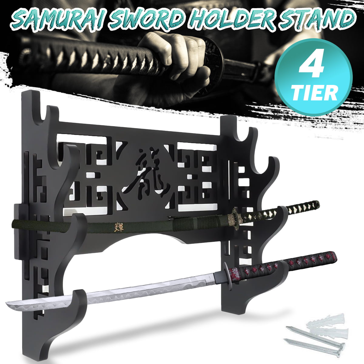 Japanese Samurai Sword Wakizashi Katana Stand Holder Assembly Sword Rack 1~4Tier 
