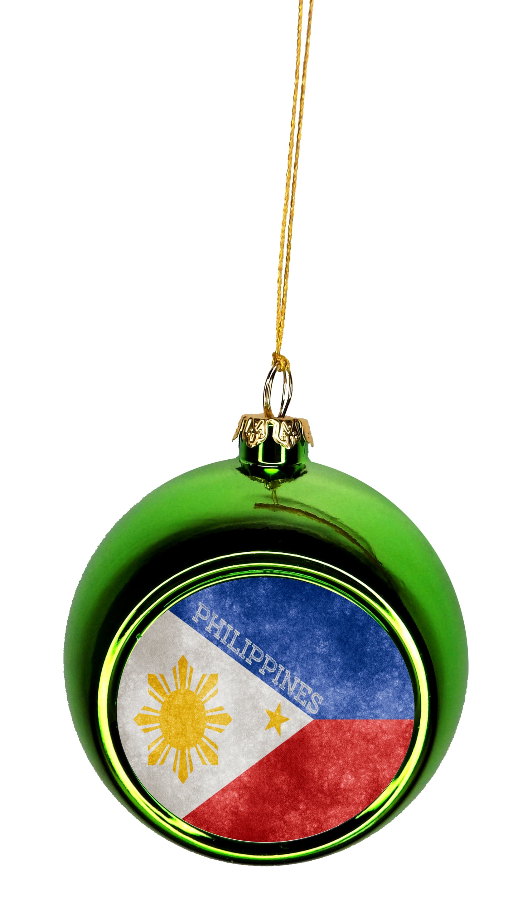 Philippines Grunge Flag Bauble Christmas Ornaments Green Bauble Tree