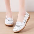 thumbnail image 2 of White Womens Loafers Summer Slip On Lightweight Thick Sole Shoes Fashion Casual Soft Sole Comfortable Daily Wear Breathable Casual Bean Flats Size 39, 2 of 9