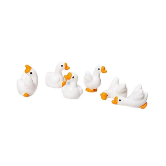 6 Pieces Miniature Figurine Small Goose Statue Resin Ornament for Desktop Monitor Car Dashboard