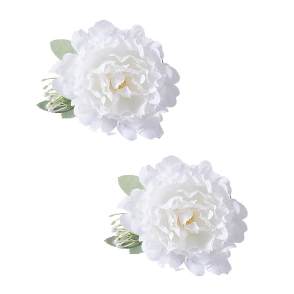 2Pcs Artificial Peony Flower Curtain Clip Curtain Rope Tie Drapery Tieback Clamp
