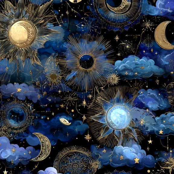Boho Peel and Stick Wallpaper Ethereal Cosmic Painting Moons Stars Billowing Clouds 23.6in x 9.8ft Self Adhesive Removable Wall Paper Renter Friendly Wall Covering for Bedroom Nursery Cabinet