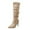 Beige, variant on Luxalzxs Womens Slouchy Knee High Boots High Heel Pointed Toe Sexy Pull On Tall Suede Boots Winter Shoes Dress Long Boots