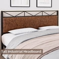 thumbnail image 3 of Yiwa Metal Platform Bed Frame King Size with Vintage Soft Headboard and Footboard, Noise Free, Easy Assembly, Dark Brown, 3 of 6