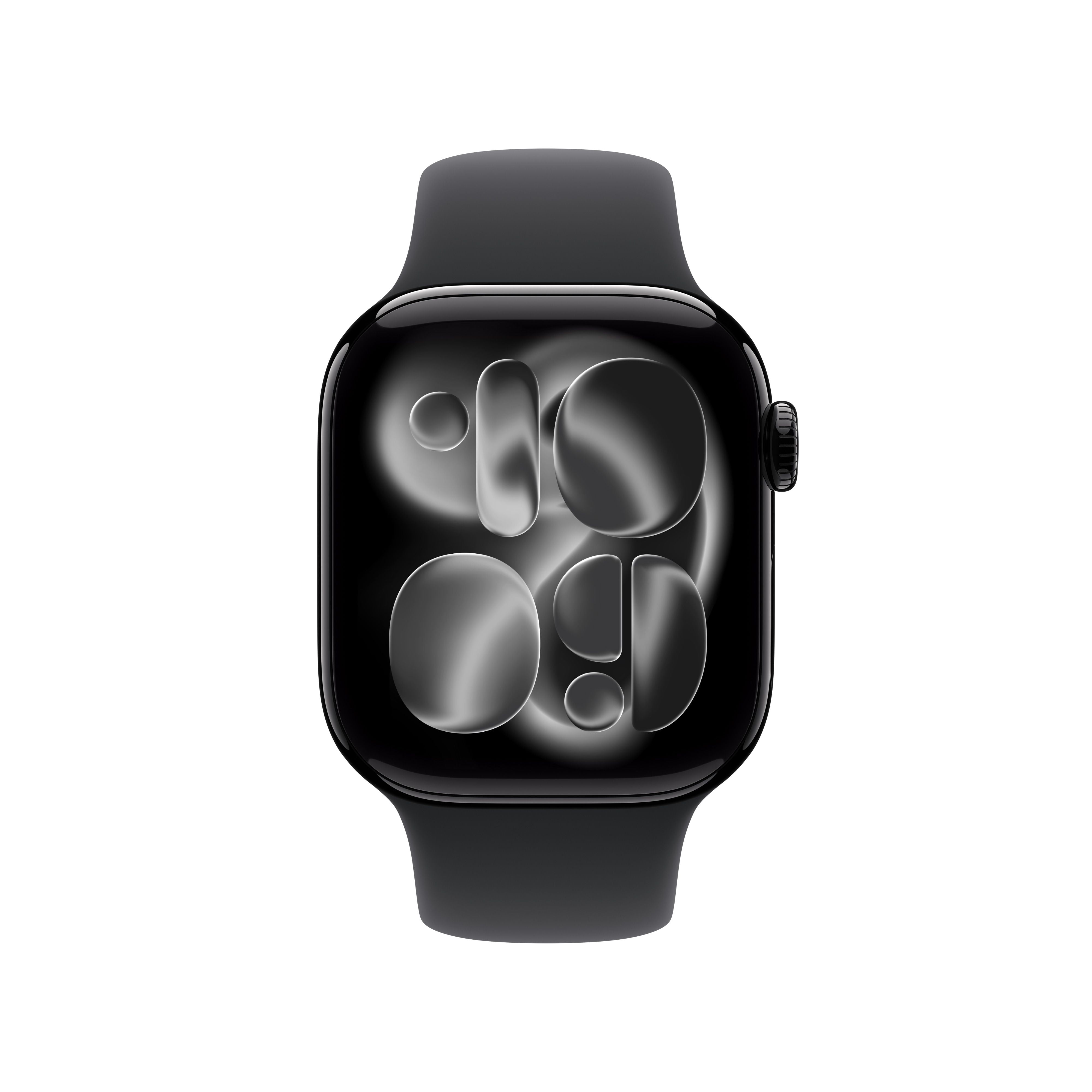 Apple Watch Series 11 GPS - Boîtier 42 mm en aluminium noir de jais - Bracelet sport noir (P/M)