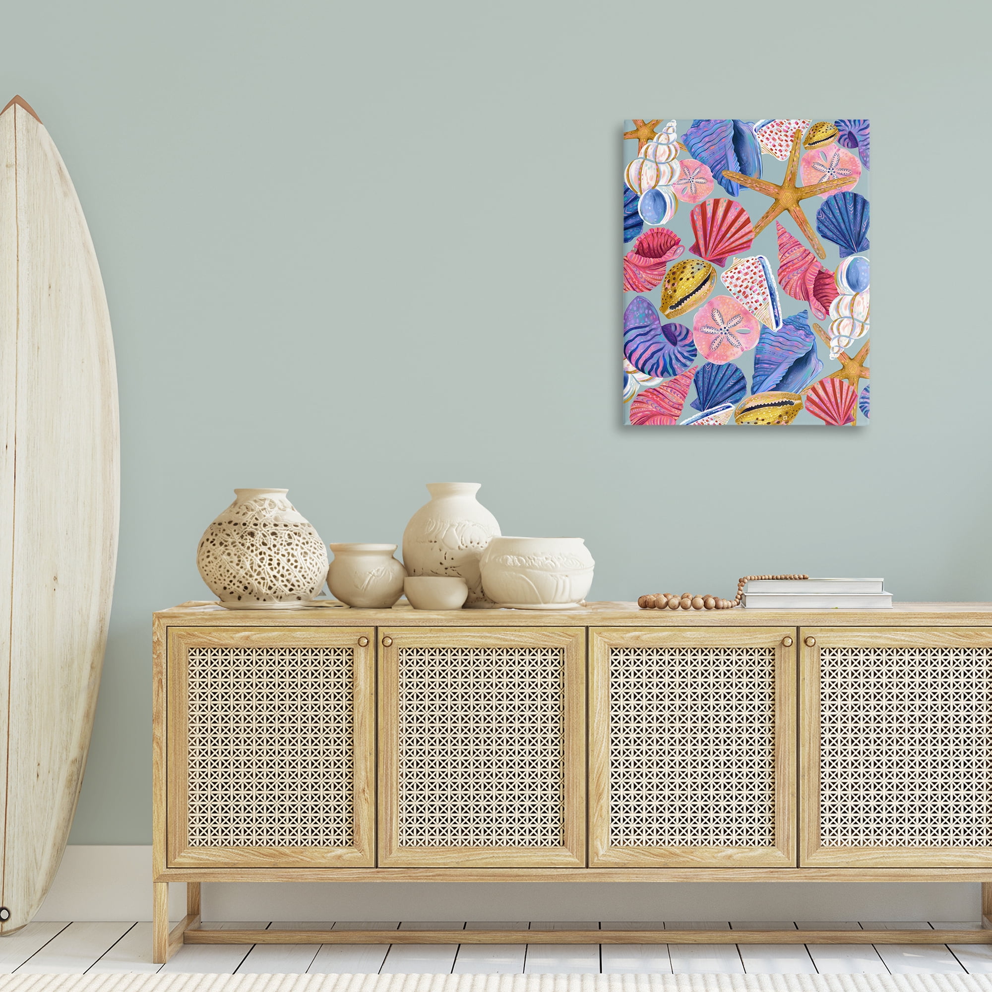 Stupell Industries Bright Seashells Assortment Nautical & Beach Painting Wrapped Canvas Art Print Wall Art, 24 x 30