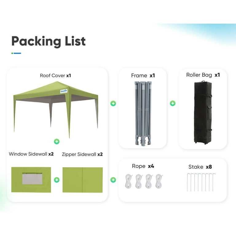 USパップテント Quictent 10'x10' Pop Up Canopy Camping Tent with Zip