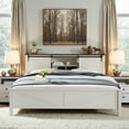 thumbnail image 3 of OKD Modern Farmhouse Queen Platform Bed with Bookcase Headboard and Charging Station, Antique White, 3 of 7