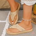 thumbnail image 5 of Womens Beige Flip Flops, Comfortable Toe Post Sandals with Perforated Design, Casual Slip On Summer Beach Shoes,Size 8.5, 5 of 9