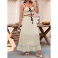 thumbnail image 3 of Summer 2 Piece Maxi Skirt Set for Women Y2k Tie Crop Top Flowy Dress Vacation Beach Outfit Color S, 3 of 9