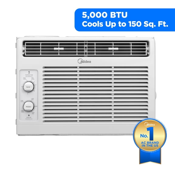 Midea 5,000 BTU Mechanical Window Air Conditioner, Covers up to 150 Sq ft, Easy Installation, MAW05M1WWT-T, White, New