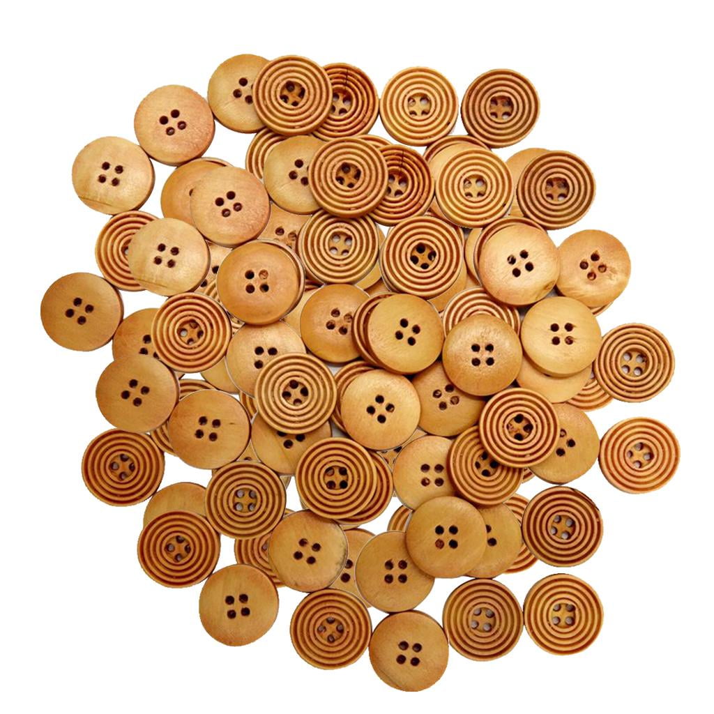 Abbraccia 5x100 Pieces Wooden Buttons Spiricle 20mm with Four Holes Light Coffee Color 5 Pcs