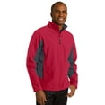 thumbnail image 4 of Port Authority Tall Core Colorblock Soft Shell Jacket-LT (Rich Red/ Battleship Grey), 4 of 5
