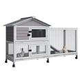 thumbnail image 1 of Weatherproof Rabbit Hutch – 2-Tier Grey Cage with Wheels & Pull-Out Tray (Indoor/Outdoor Use), 1 of 7