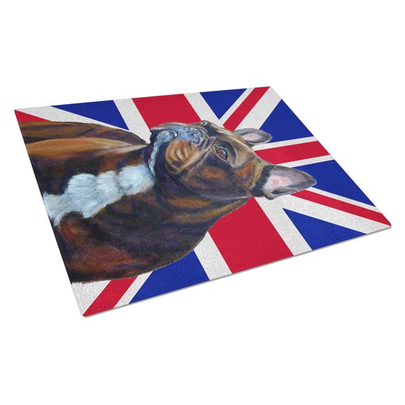 Caroline's Treasures French Bulldog with English Union Jack British Flag Glass Cutting Board Large Size