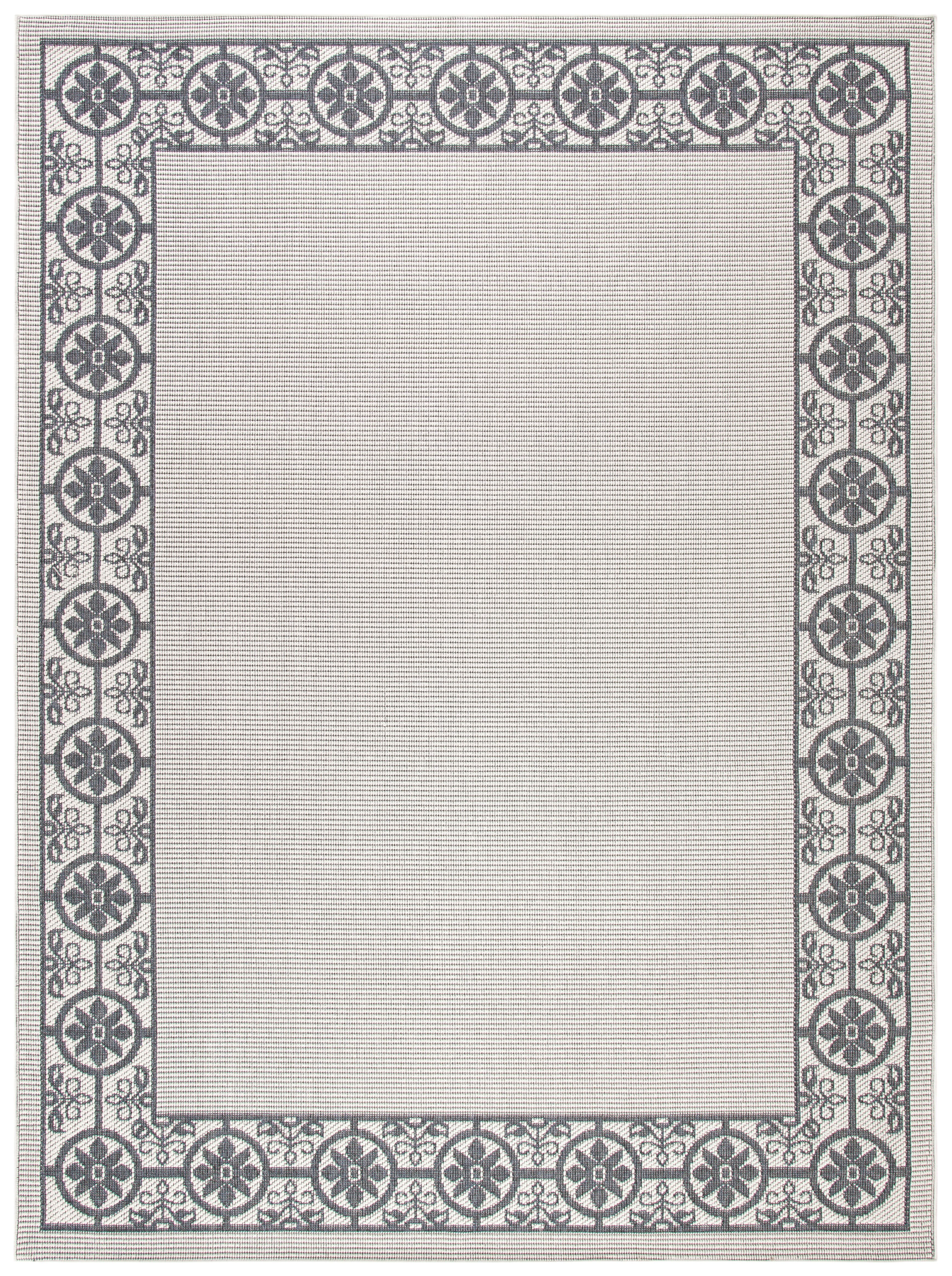 SAFAVIEH Machine Washable Rug Indoor/Outdoor Bermuda Collection - Bermuda Patton Floral Machine Washable Indoor/Outdoor Area Rug, Ivory/Charcoal, 9' x 12'
