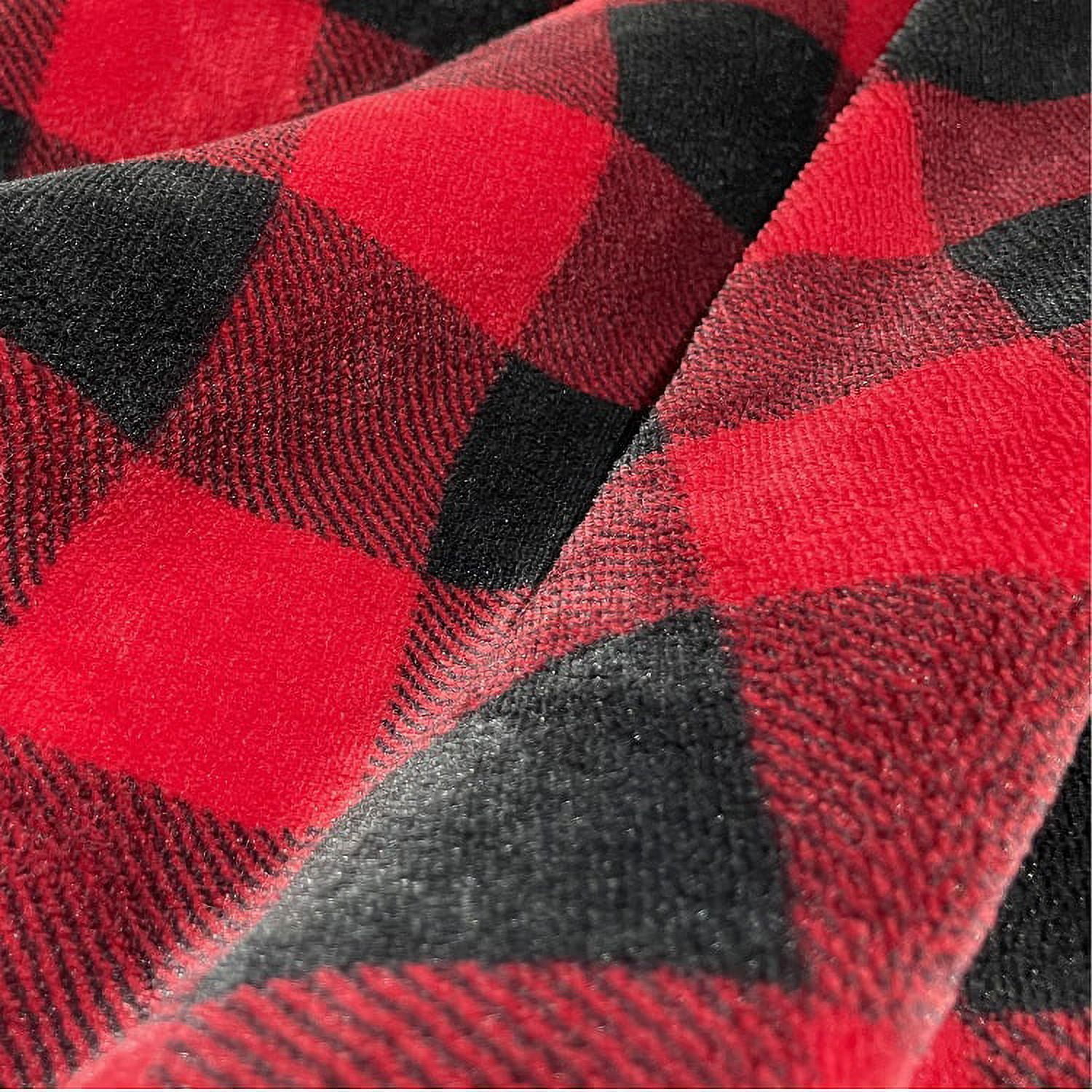 Sanmadrola 50''x60'' Throw Blanket for Couch Buffalo Plaid Sherpa Blanket Throw Fuzzy Red Black Checkered Flannel Fleece Blanket for Couch Bed Fluffy Warm Soft Christmas Plush Microfiber Blanket