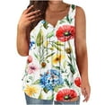 thumbnail image 1 of Économies d'Été en Liquidation! Débardeurs yoeyez pour Femmes Grande Taille Imprimé Floral Sans Manches Blouse Col Rond Décontracté Été Rouge, 4TG, 1 of 4