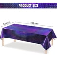 thumbnail image 3 of SINGOMON 2PCS Purple Table Cloth Glitter Purple Tablecloth Glitter Laser Disposable Tablecloth Waterproof Tablecloth Plastic Table Cloths Rectangular Table Covers for Purple Birthday Decorations, 3 of 6