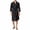Black, variant on Men Contrast Piping Waffle Bathrobe, 3/4 Sleeve Knee Length Self Tie Lightweight Spa Robe with Side Pockets