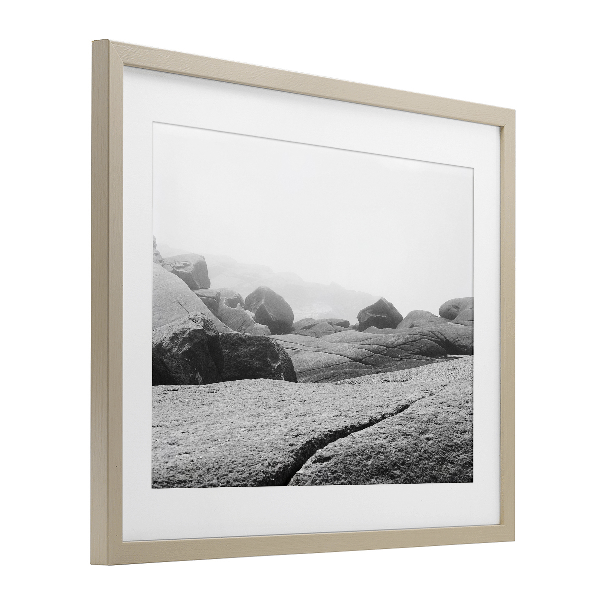Rocks at Peggy's Cove Birch Framed Print Under Glass, design by Clive Branson