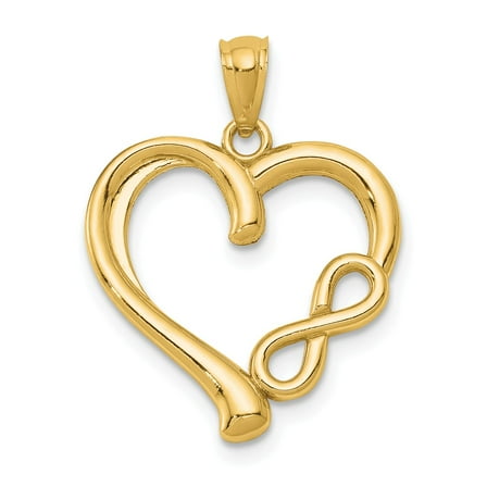 Real 14kt Yellow Gold Polished Infinity Heart Pendant; for Adults and Teens; for Women and Men