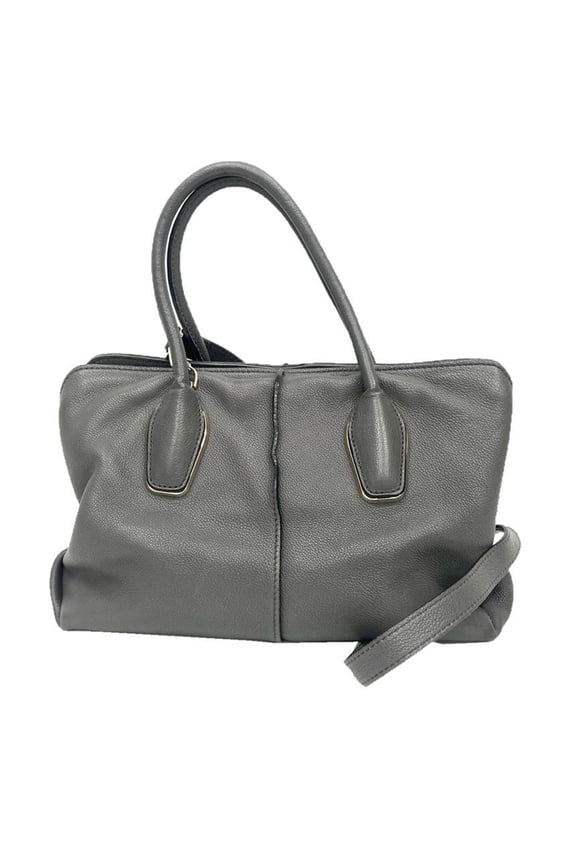 Pre-Owned TOD'S D-BOW Shoulder Bag/Handbag in Grey Leather