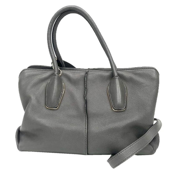 Pre-Owned TOD'S D-BOW Shoulder Bag/Handbag in Grey Leather