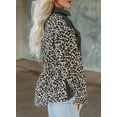 thumbnail image 4 of Asyoly Women Leopard Print Jacket Button Down   Long Sleeve Ruffle Hem Shacket Jacket Coat, 4 of 6