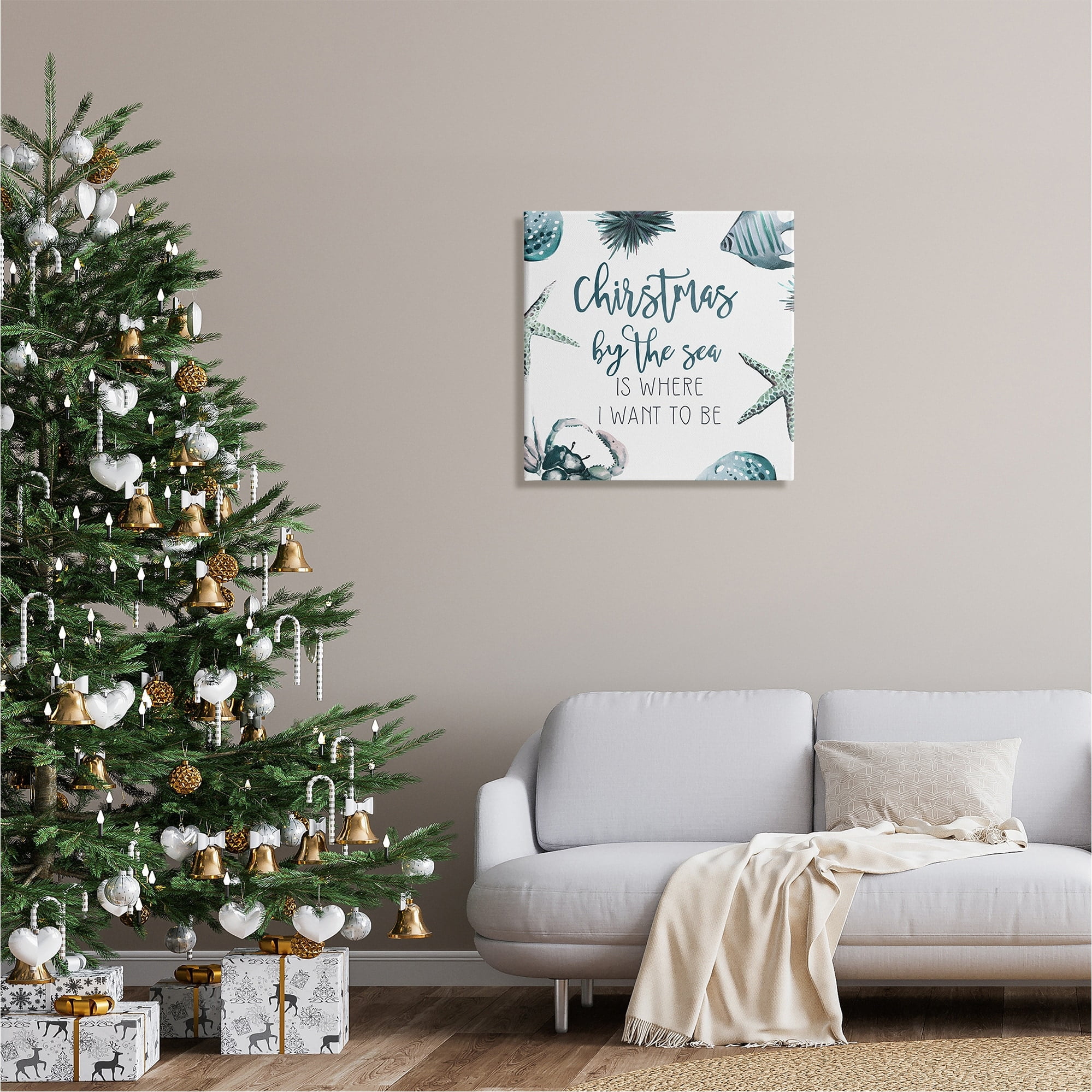 Stupell Industries Christmas By The Sea Nautical Holiday Painting Gallery Wrapped Canvas Print Wall Art