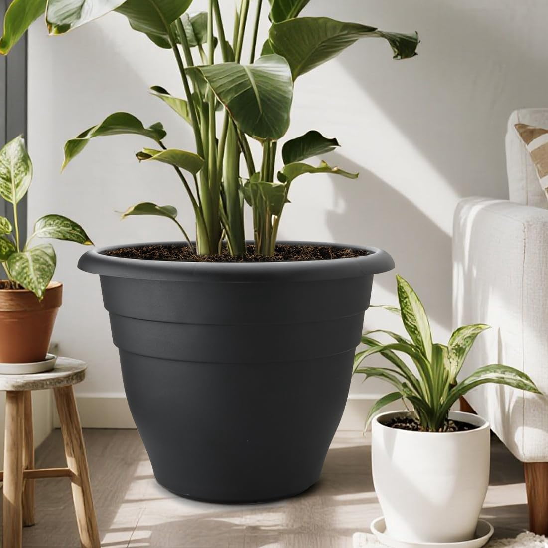 5 Pack 10 Inch Plant Pots Lightweight Planters with Drainage Holes Durable Indoor Outdoor Flower Pots for Garden Patio Home Decor