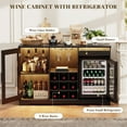 thumbnail image 6 of BROTTAR Wine Bar Cabinet with Fridge (Included), 47" Liquor Coffee Bar Cabinet with LED Lights & Rack, Mini Fridge Cabinet with Storage, Human Body Sensor, Buffet Sideboard for Dining Room, Black, 6 of 10