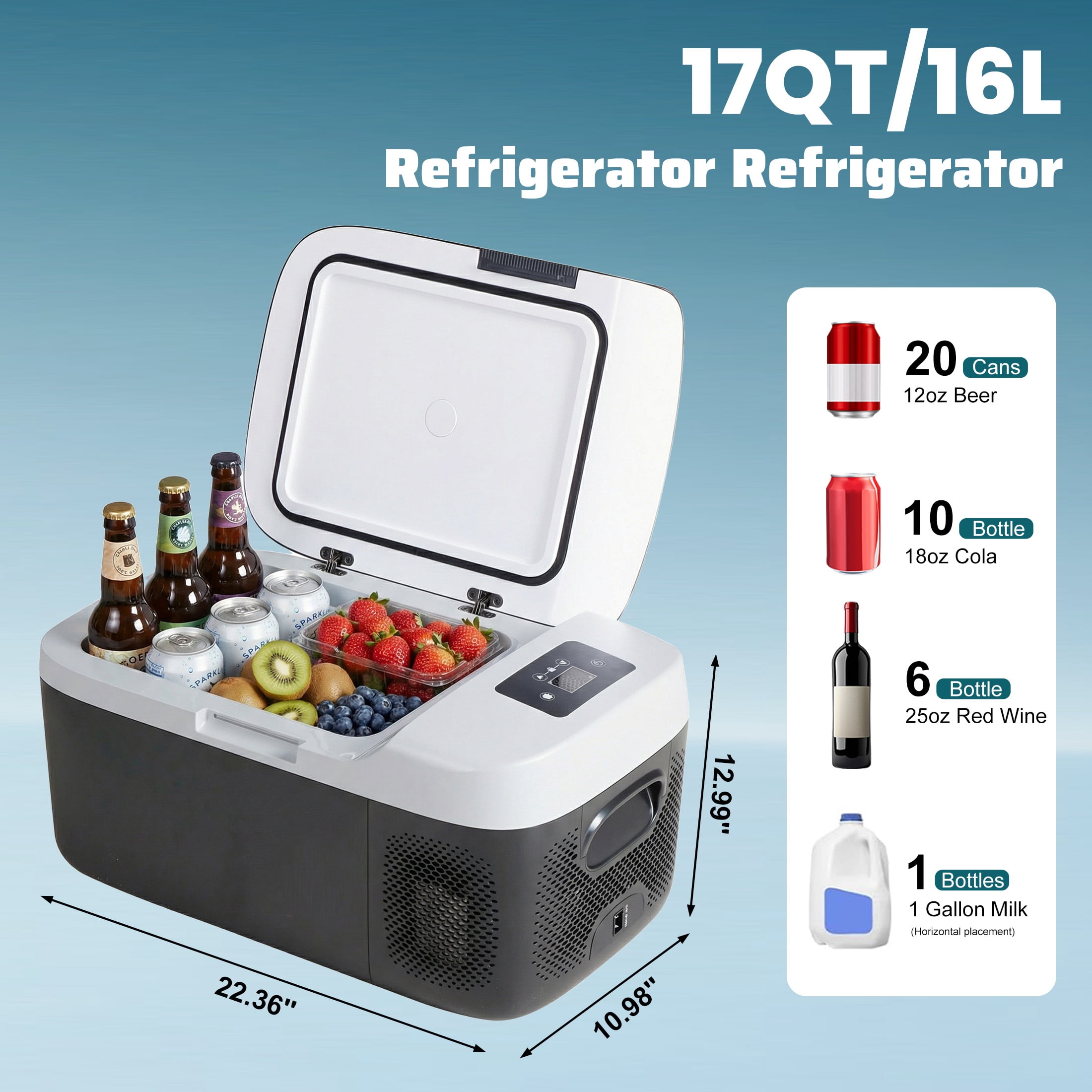 edx 17QT Car Refrigerator, Portable Freezer with -4°F~68°F Range