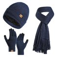 thumbnail image 3 of BOOMILK Women New Winter Thickened Warm Hat Scarf Glove Knitted Three Piece Set Navy, 3 of 3