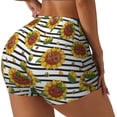 thumbnail image 2 of Wukai Cute Sunflowers Print Pack Biker Shorts for Women Yoga Workout Gym Running Scrunch Active Shorts-Medium, 2 of 8