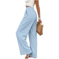 thumbnail image 4 of Womens Pants summer Wide Leg Cotton Linen pants Casual Loose Lightweight palazzo Pant vacation Travel Outfits, 4 of 5