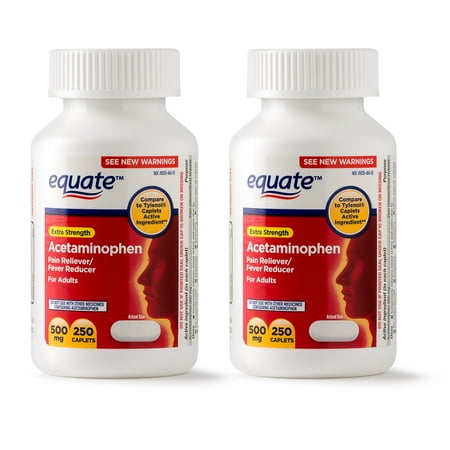 UPC 681131025546 product image for Equate Extra Strength Acetaminophen Caplets, 500 mg, 250 Ct, 2 Pk | upcitemdb.com