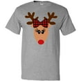 thumbnail image 3 of Inktastic Cute Girl Reindeer with Buffalo Plaid Bow T-Shirt, 3 of 5