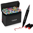 thumbnail image 1 of Art Markers Caliart, tinta a base de alcohol de doble punta, 100 colores, 1 of 7