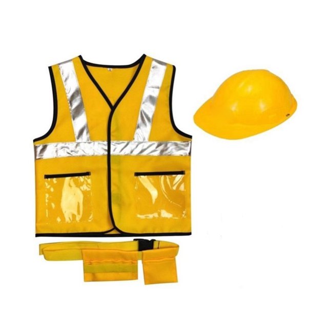 Minnieouse 3 unids/set niños trabajador de la construcción disfraz portátil encantador reutilizable lavable transpirable fiesta Cosplay disfraces juguete Disfraces de disfraces Minnieouse AP011995-00