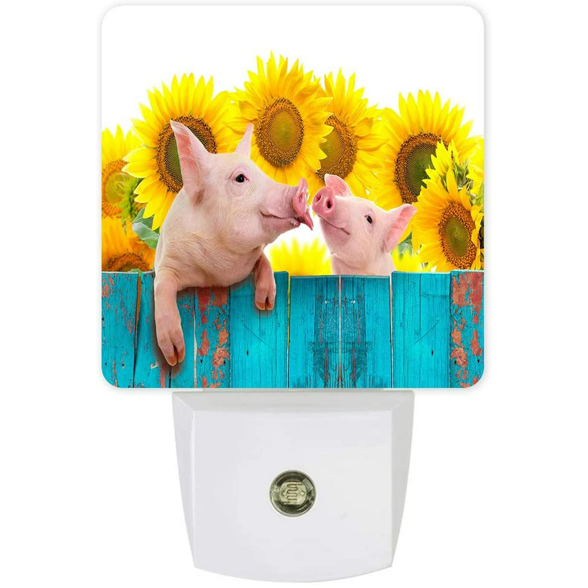 LED Plug-in Night Light Auto Dusk to Dawn Sensor Decor Farm Sunflower  Animals Lamp for Bedroom,Bathroom,Kitchen,Hallway,Stairs,Hallway Pink Pig  Blue Wood Fence | Walmart Canada