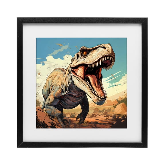 Stupell Industries Cottage Velociraptor Desert Sunset Black Framed Print Under Glass, 16 x 16, by Creative Studio