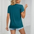 thumbnail image 6 of Inverlee T Shirts for Women V Neck Dressy Casual Short Sleeve Tops Boho Solid Color Shirts Flowy Vacation Tunic Blouse Tee Summer Fashion, 6 of 6