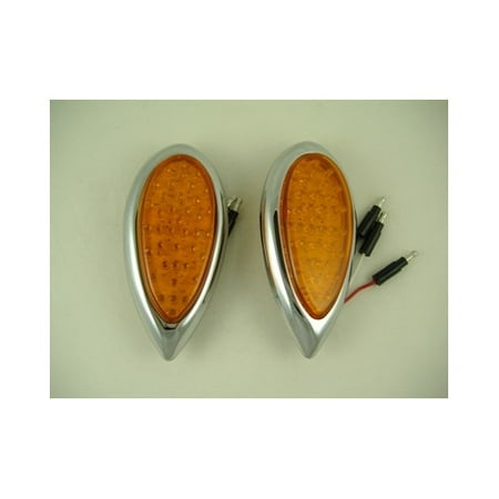 - Amber LED Tear Drop Hot Rod Classic Antique Marker Running Turn Signal Lights