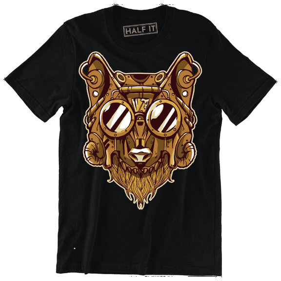Wolf Wearing Steampunk Style Mask Funny Animal Men's T-Shirt