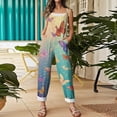 thumbnail image 6 of WTOBBY Women's Casual Loose Retro Jumpsuit with Butterfly Print, Cotton Linen Blend Fabric and Shoulder Straps for Comfortable Stylish Outfits,YellowS, 6 of 6