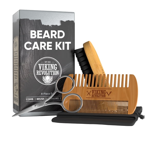Viking Revolution Beard Care Kit (Comb, Scissors, Brush)