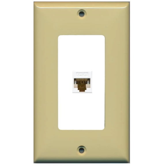 RiteAV Decorative 1 Gang 1 Port Cat6 Wall Plate - Ivory/White